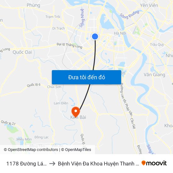 1178 Đường Láng to Bệnh Viện Đa Khoa Huyện Thanh Oai map