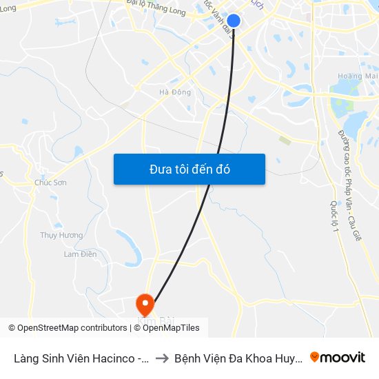 Làng Sinh Viên Hacinco - Nguyễn Tuân to Bệnh Viện Đa Khoa Huyện Thanh Oai map