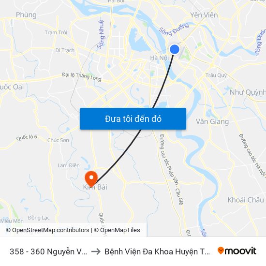 358 - 360 Nguyễn Văn Cừ to Bệnh Viện Đa Khoa Huyện Thanh Oai map