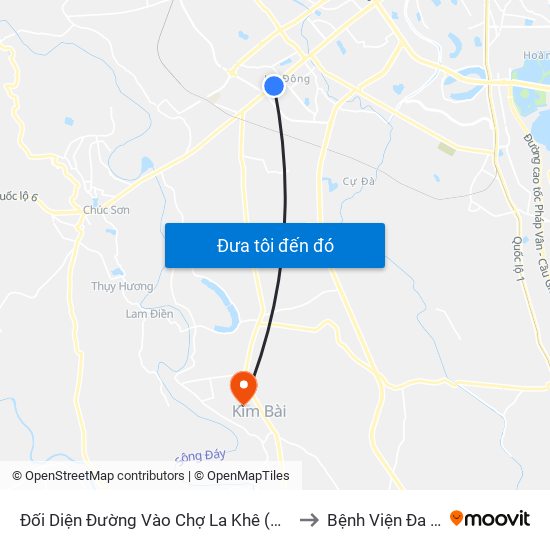 Đối Diện Đường Vào Chợ La Khê (Qua Ga Metro La Khê) - 405 Quang Trung (Hà Đông) to Bệnh Viện Đa Khoa Huyện Thanh Oai map