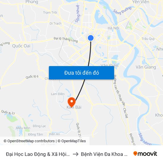 Đại Học Lao Động & Xã Hội - 43 Trần Duy Hưng to Bệnh Viện Đa Khoa Huyện Thanh Oai map