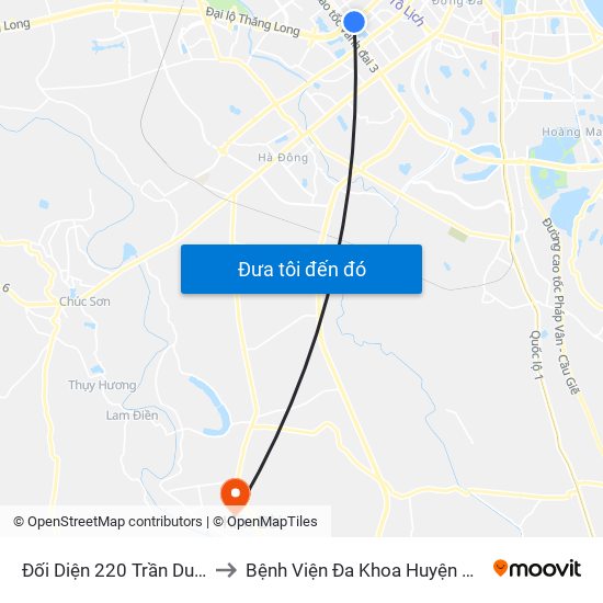 Đối Diện 220 Trần Duy Hưng to Bệnh Viện Đa Khoa Huyện Thanh Oai map