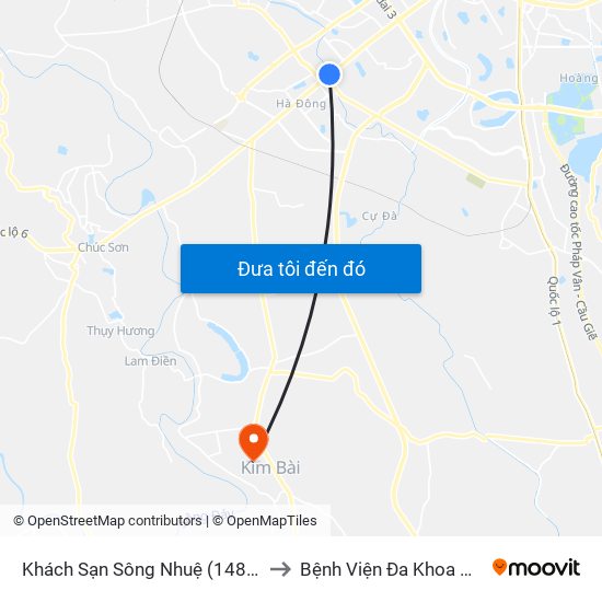 Khách Sạn Sông Nhuệ (148 Trần Phú- Hà Đông) to Bệnh Viện Đa Khoa Huyện Thanh Oai map