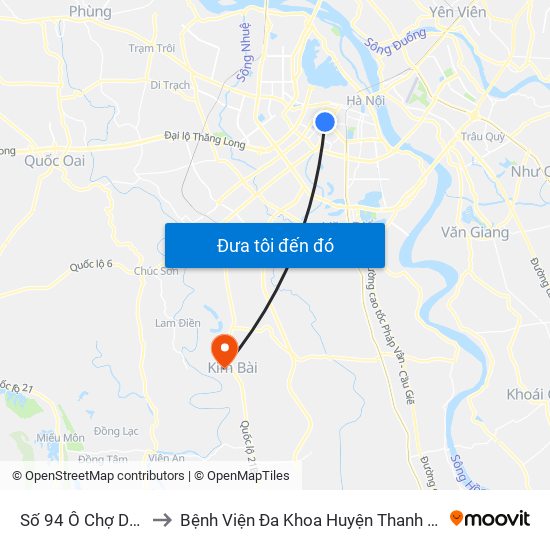 Số 94 Ô Chợ Dừa to Bệnh Viện Đa Khoa Huyện Thanh Oai map