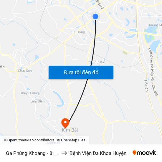 Ga Phùng Khoang - 81 Trần Phú to Bệnh Viện Đa Khoa Huyện Thanh Oai map