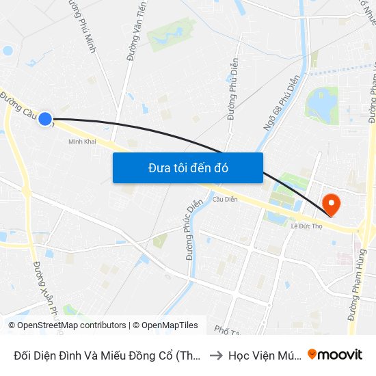 Đối Diện Đình Và Miếu Đồng Cổ (Thôn Nguyên Xá) - Đường 32 to Học Viện Múa Việt Nam map
