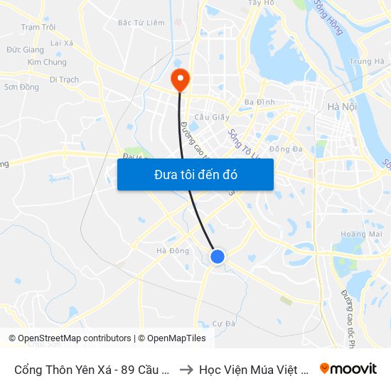 Cổng Thôn Yên Xá - 89 Cầu Bươu to Học Viện Múa Việt Nam map