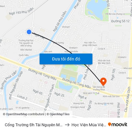 Cổng Trường Đh Tài Nguyên Môi Trường to Học Viện Múa Việt Nam map