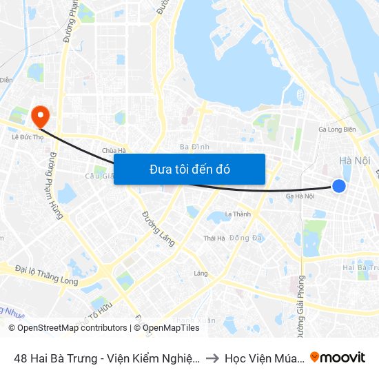 48 Hai Bà Trưng - Viện Kiểm Nghiệm Thuốc Trung Ương to Học Viện Múa Việt Nam map