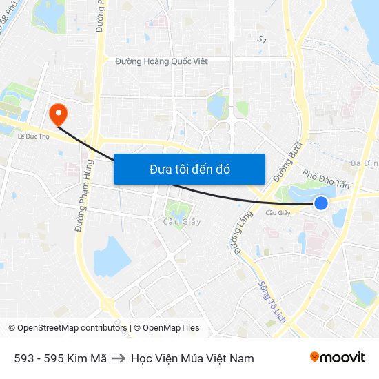 593 - 595 Kim Mã to Học Viện Múa Việt Nam map