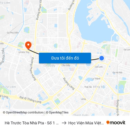 Hè Trước Tòa Nhà Pta - Số 1 Kim Mã to Học Viện Múa Việt Nam map