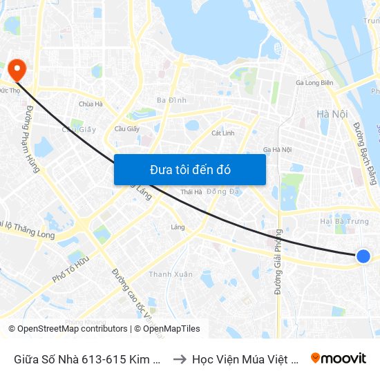 Giữa Số Nhà 613-615 Kim Ngưu to Học Viện Múa Việt Nam map