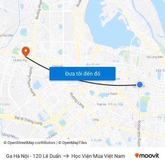 Ga Hà Nội - 120 Lê Duẩn to Học Viện Múa Việt Nam map