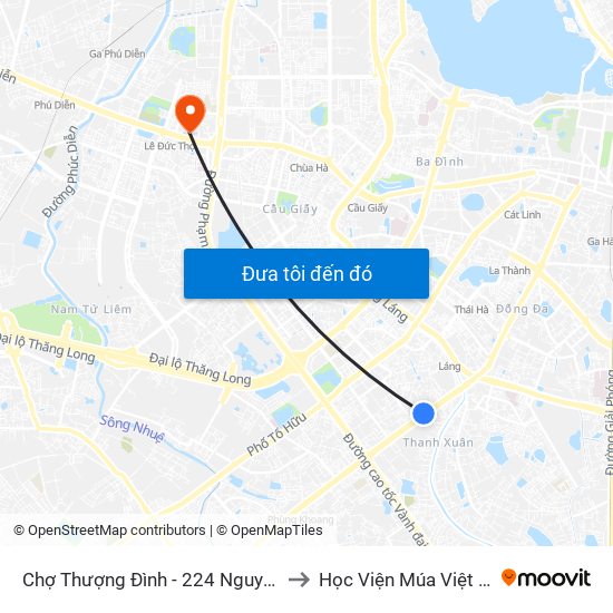 Chợ Thượng Đình - 224 Nguyễn Trãi to Học Viện Múa Việt Nam map