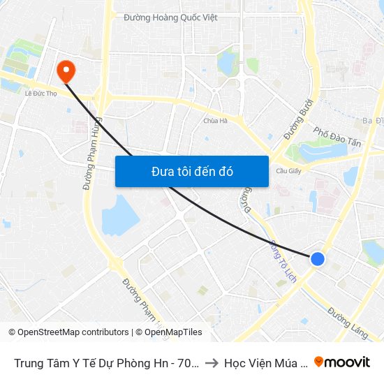 Trung Tâm Y Tế Dự Phòng Hn - 70 Nguyễn Chí Thanh to Học Viện Múa Việt Nam map