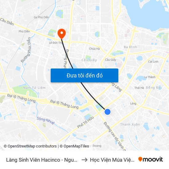 Làng Sinh Viên Hacinco - Nguyễn Tuân to Học Viện Múa Việt Nam map