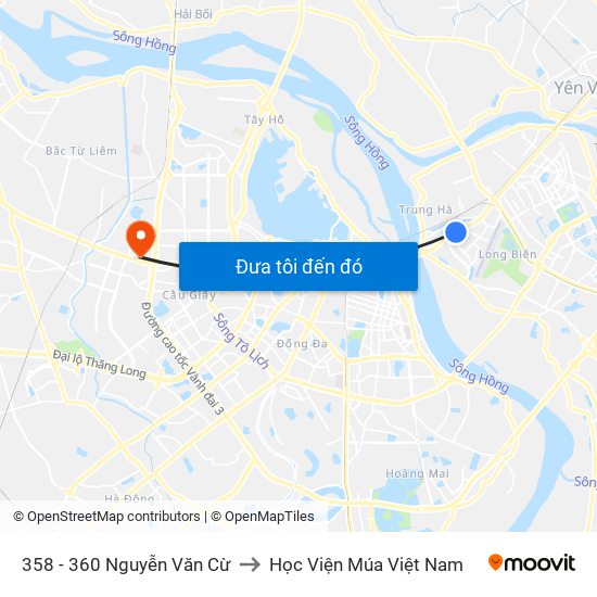 358 - 360 Nguyễn Văn Cừ to Học Viện Múa Việt Nam map