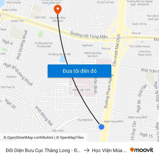 Đối Diện Bưu Cục Thăng Long - Đường Phạm Hùng to Học Viện Múa Việt Nam map