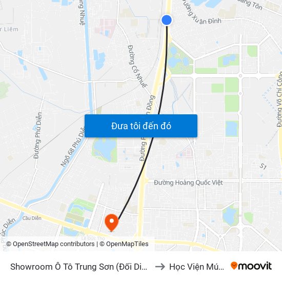 Showroom Ô Tô Trung Sơn (Đối Diện 315 Phạm Văn Đồng) to Học Viện Múa Việt Nam map