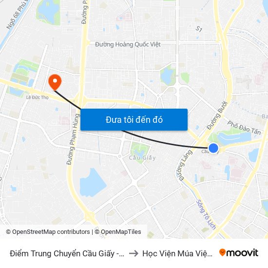 Điểm Trung Chuyển Cầu Giấy - Gtvt 02 to Học Viện Múa Việt Nam map