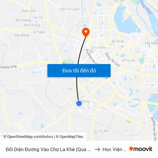 Đối Diện Đường Vào Chợ La Khê (Qua Ga Metro La Khê) - 405 Quang Trung (Hà Đông) to Học Viện Múa Việt Nam map