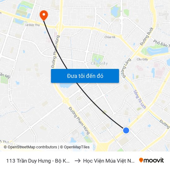 113 Trần Duy Hưng - Bộ Khcn to Học Viện Múa Việt Nam map