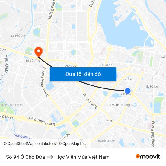 Số 94 Ô Chợ Dừa to Học Viện Múa Việt Nam map