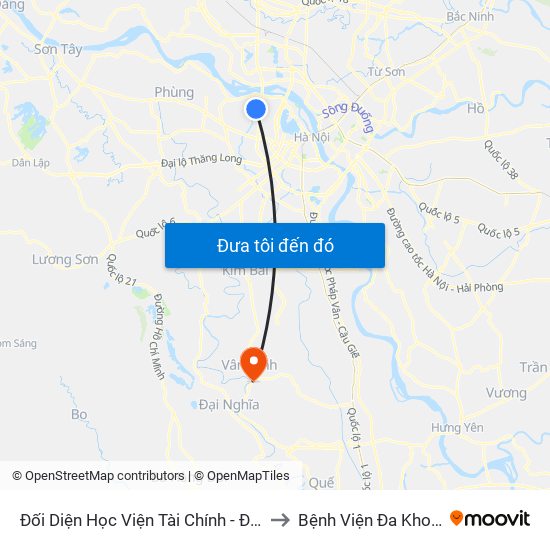 Đối Diện Học Viện Tài Chính - Đường Đức Thắng to Bệnh Viện Đa Khoa Vân Đình map