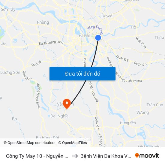 Công Ty May 10 - Nguyễn Văn Linh to Bệnh Viện Đa Khoa Vân Đình map