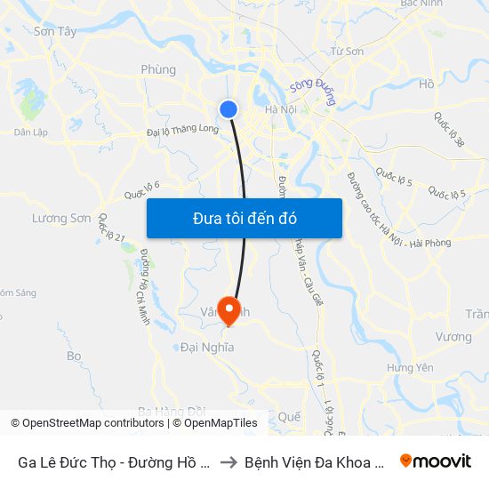 Ga Lê Đức Thọ - Đường Hồ Tùng Mậu to Bệnh Viện Đa Khoa Vân Đình map