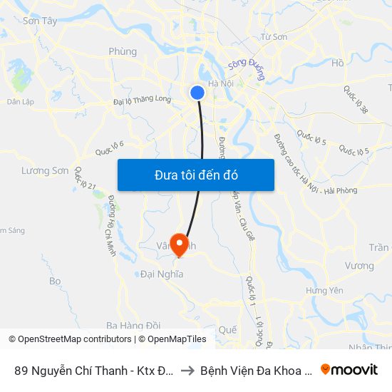 89 Nguyễn Chí Thanh - Ktx Đại Học Luật to Bệnh Viện Đa Khoa Vân Đình map