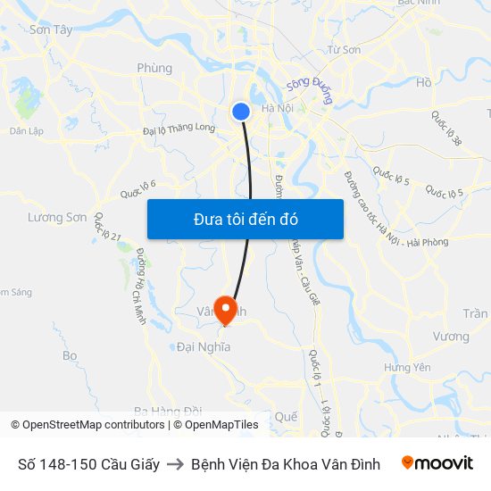 Số 148-150 Cầu Giấy to Bệnh Viện Đa Khoa Vân Đình map