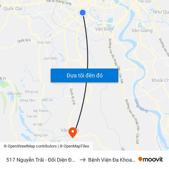 517 Nguyễn Trãi - Đối Diện Đại Học Hà Nội to Bệnh Viện Đa Khoa Vân Đình map