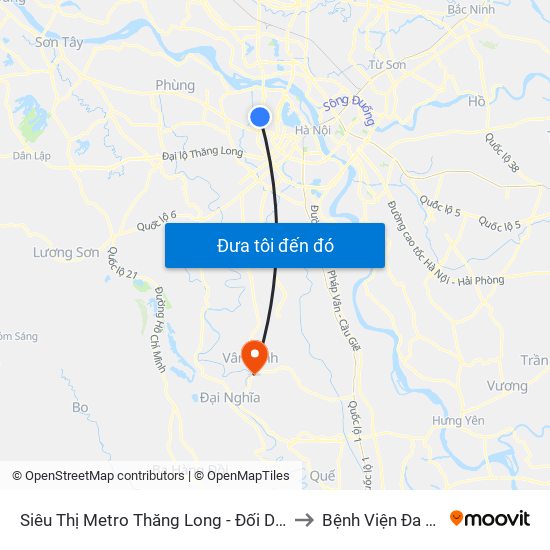 Siêu Thị Metro Thăng Long - Đối Diện Ngõ 599 Phạm Văn Đồng to Bệnh Viện Đa Khoa Vân Đình map