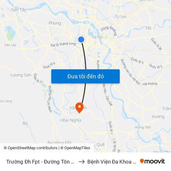 Trường Đh Fpt - Đường Tôn Thất Thuyết to Bệnh Viện Đa Khoa Vân Đình map