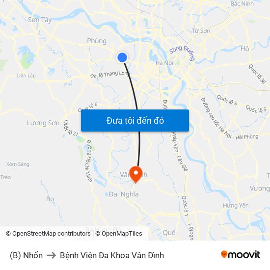 (B) Nhổn to Bệnh Viện Đa Khoa Vân Đình map