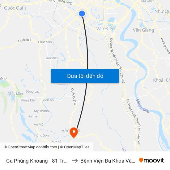 Ga Phùng Khoang - 81 Trần Phú to Bệnh Viện Đa Khoa Vân Đình map