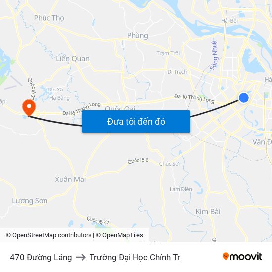 470 Đường Láng to Trường Đại Học Chính Trị map