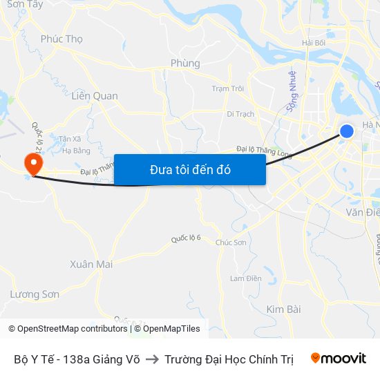 Bộ Y Tế - 138a Giảng Võ to Trường Đại Học Chính Trị map