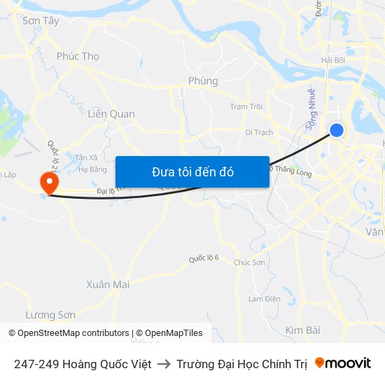 247-249 Hoàng Quốc Việt to Trường Đại Học Chính Trị map