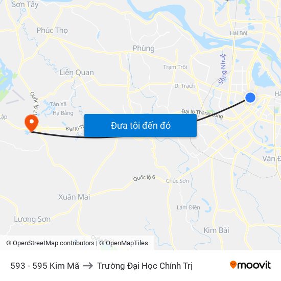 593 - 595 Kim Mã to Trường Đại Học Chính Trị map
