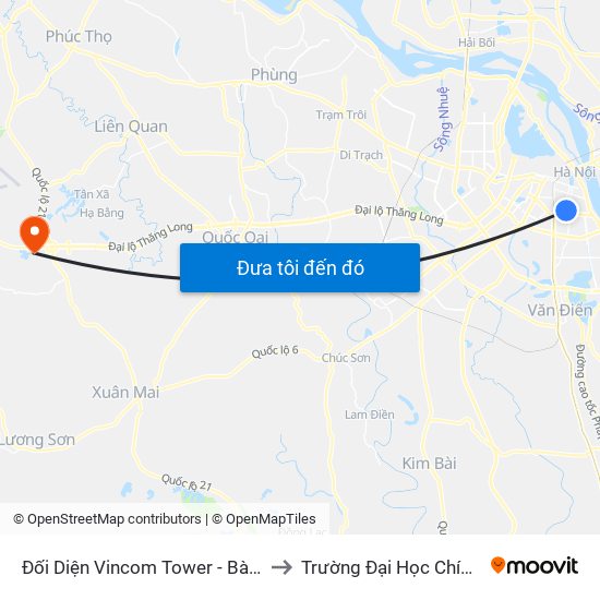 Đối Diện Vincom Tower - Bà Triệu to Trường Đại Học Chính Trị map