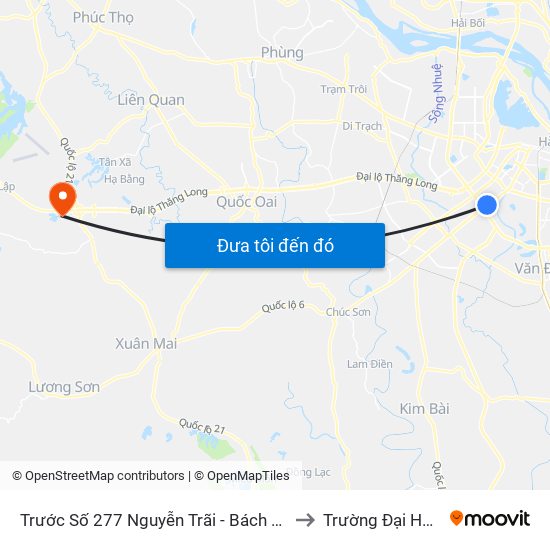 Trước Số 277 Nguyễn Trãi - Bách Hóa Giày Thượng Đình to Trường Đại Học Chính Trị map