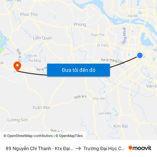 89 Nguyễn Chí Thanh - Ktx Đại Học Luật to Trường Đại Học Chính Trị map