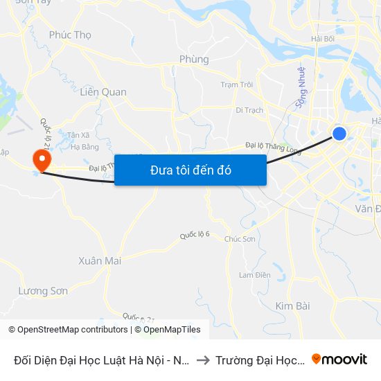 Đối Diện Đại Học Luật Hà Nội - Nguyễn Chí Thanh to Trường Đại Học Chính Trị map