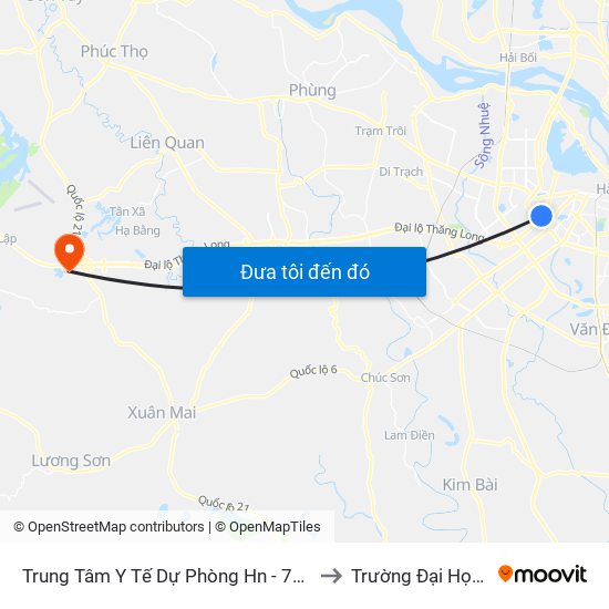 Trung Tâm Y Tế Dự Phòng Hn - 70 Nguyễn Chí Thanh to Trường Đại Học Chính Trị map