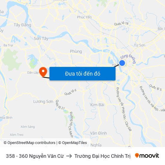358 - 360 Nguyễn Văn Cừ to Trường Đại Học Chính Trị map