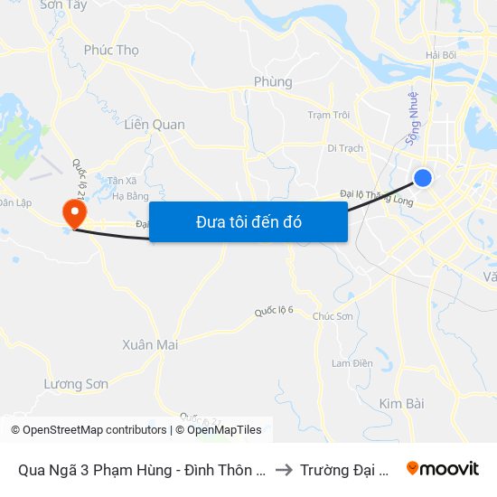 Qua Ngã 3 Phạm Hùng - Đình Thôn (Hướng Đi Phạm Văn Đồng) to Trường Đại Học Chính Trị map