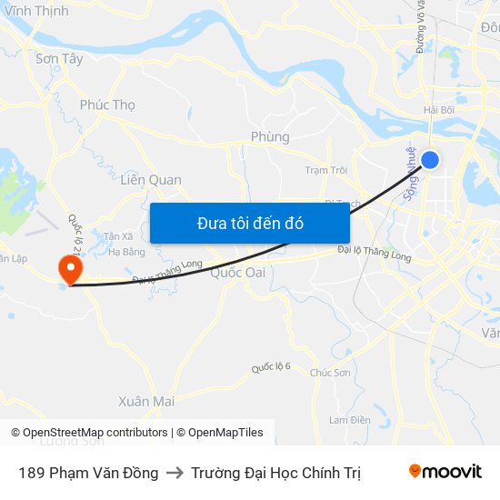 189 Phạm Văn Đồng to Trường Đại Học Chính Trị map