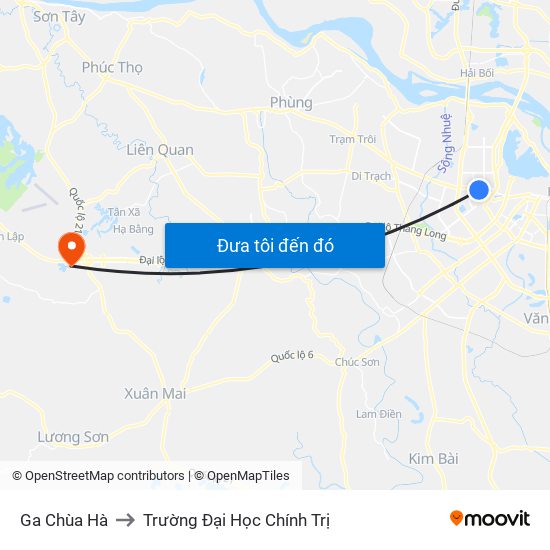 Ga Chùa Hà to Trường Đại Học Chính Trị map